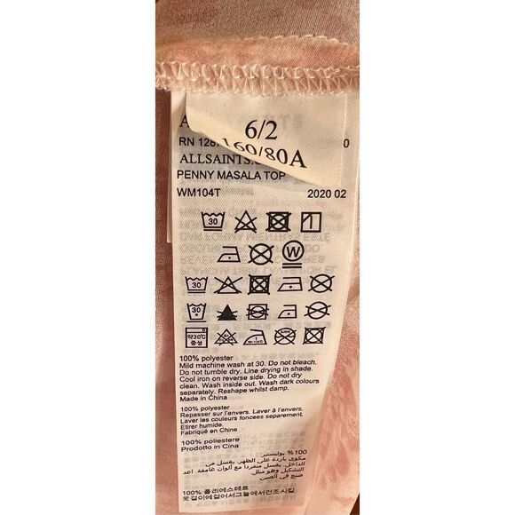 AllSaints Penny Masala See-Through Blouse in Soft Pink NWT Size 2 - Picture 6 of 6